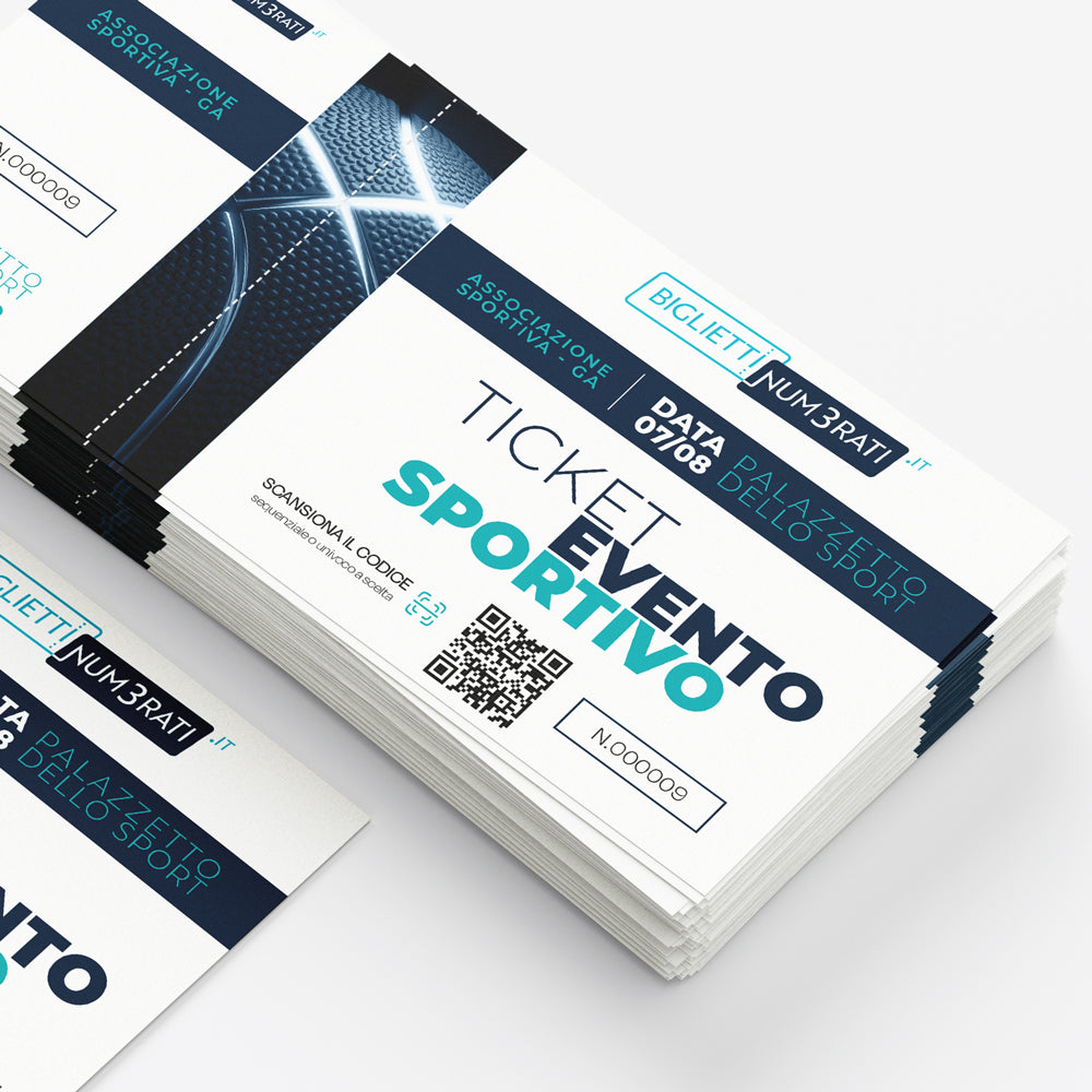 anteprima blocchetto con numerazione progressiva ingresso evento sportivo