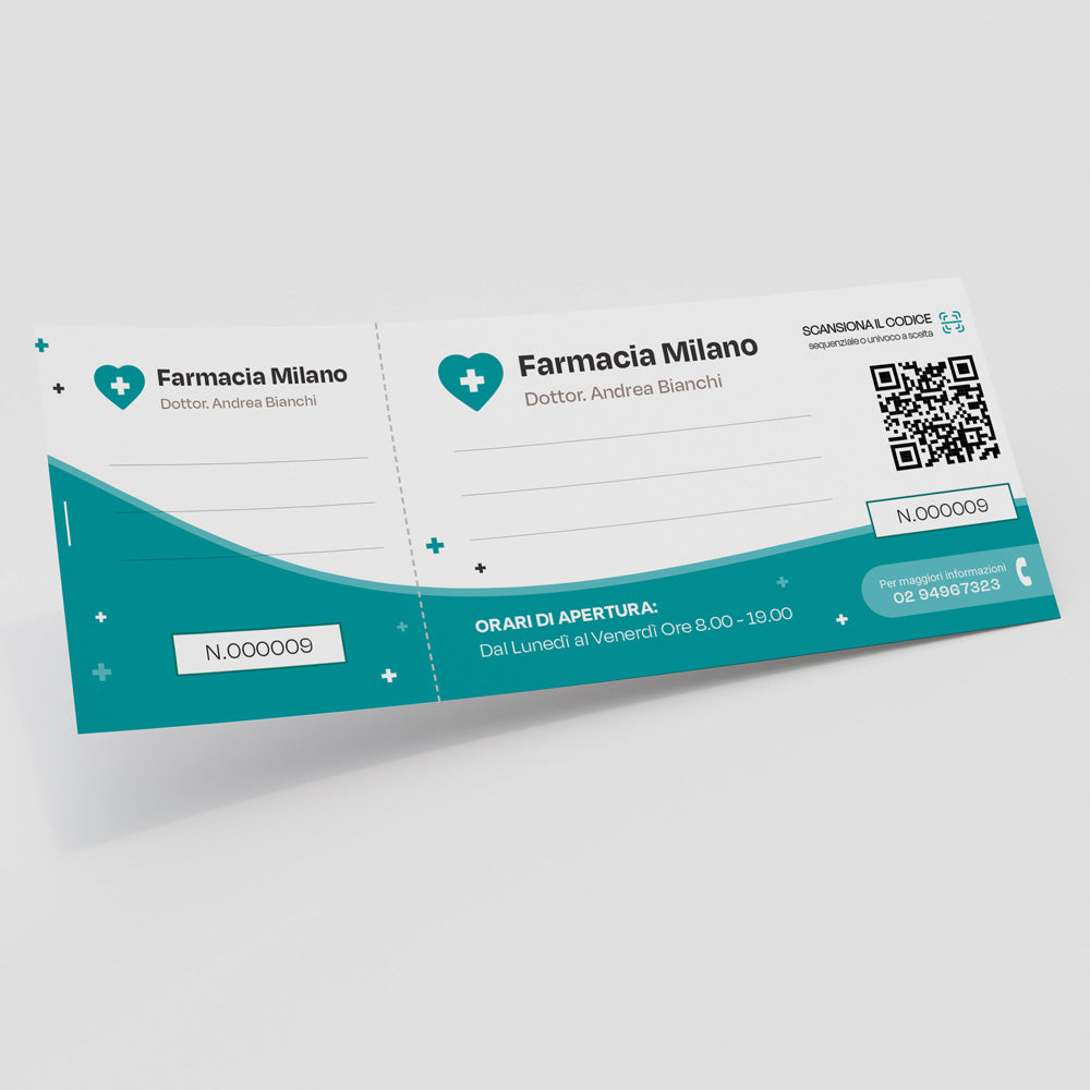 buono farmacia personalizzato con numerazione